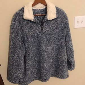 Ladies Blue Sherpa Pullover, 1X, brand new